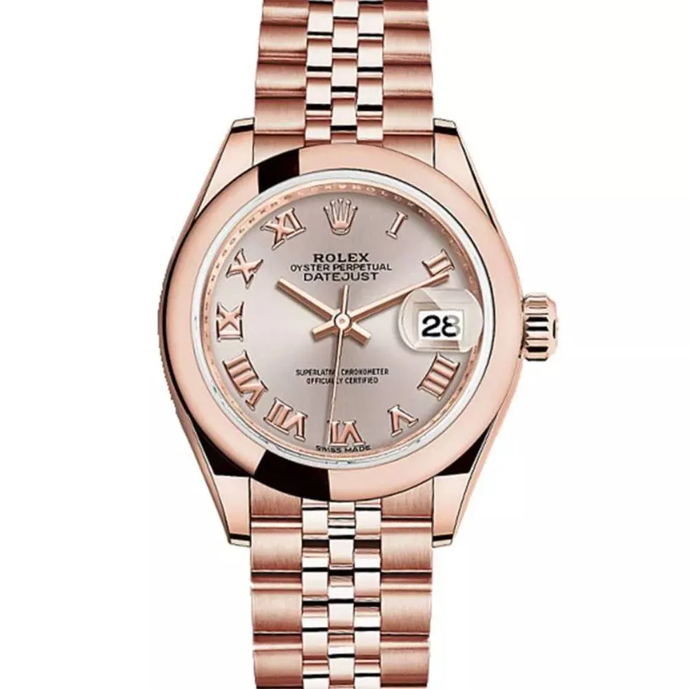 Rolex Lady Datejust 28mm - Ref: 279165-0010 - Sundust Dial, 18K Rose Gold Jubilee Bracelet Women's Watch