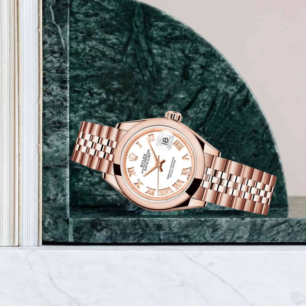 Rolex Lady Datejust 28mm - Ref: 279165-0022 - White Dial, 18K Rose Gold Jubilee Bracelet Women's Watch