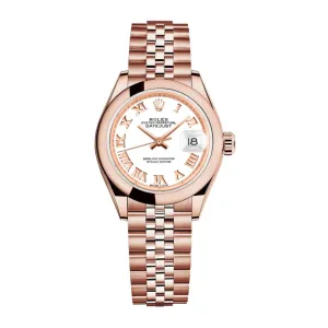 Rolex Lady Datejust 28mm - Ref: 279165-0022 - White Dial, 18K Rose Gold Jubilee Bracelet Women's Watch
