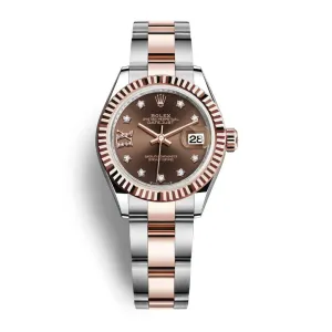 Rolex Lady-Datejust 28mm - Ref: 279171-0004 - Chocolate Diamond Dial, Two Tone Stainless Steel & 18K Rose Gold Oyster Bracelet Women's Watch