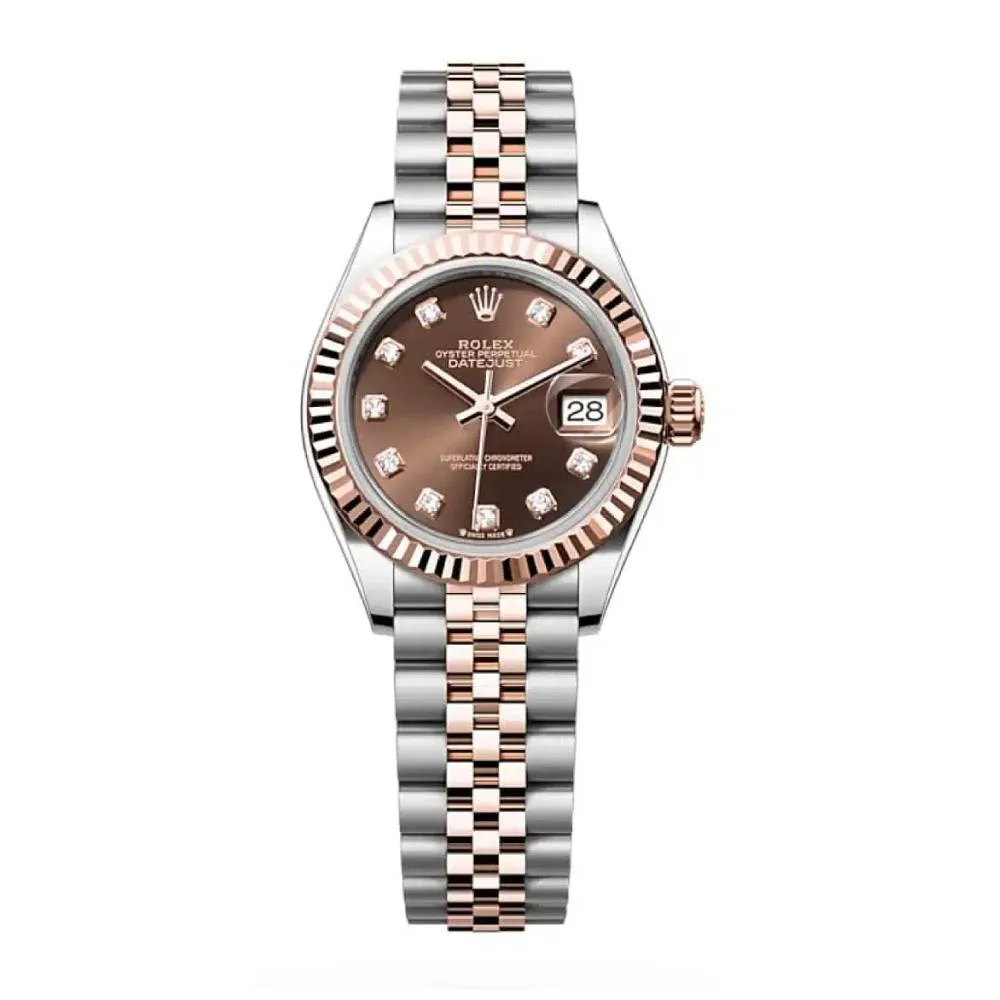 Rolex Lady-Datejust 28mm - Ref: 279171-0011 - Chocolate Diamond Dial, Two Tone Stainless Steel & 18K Rose Gold Jubilee Bracelet Women's Watch