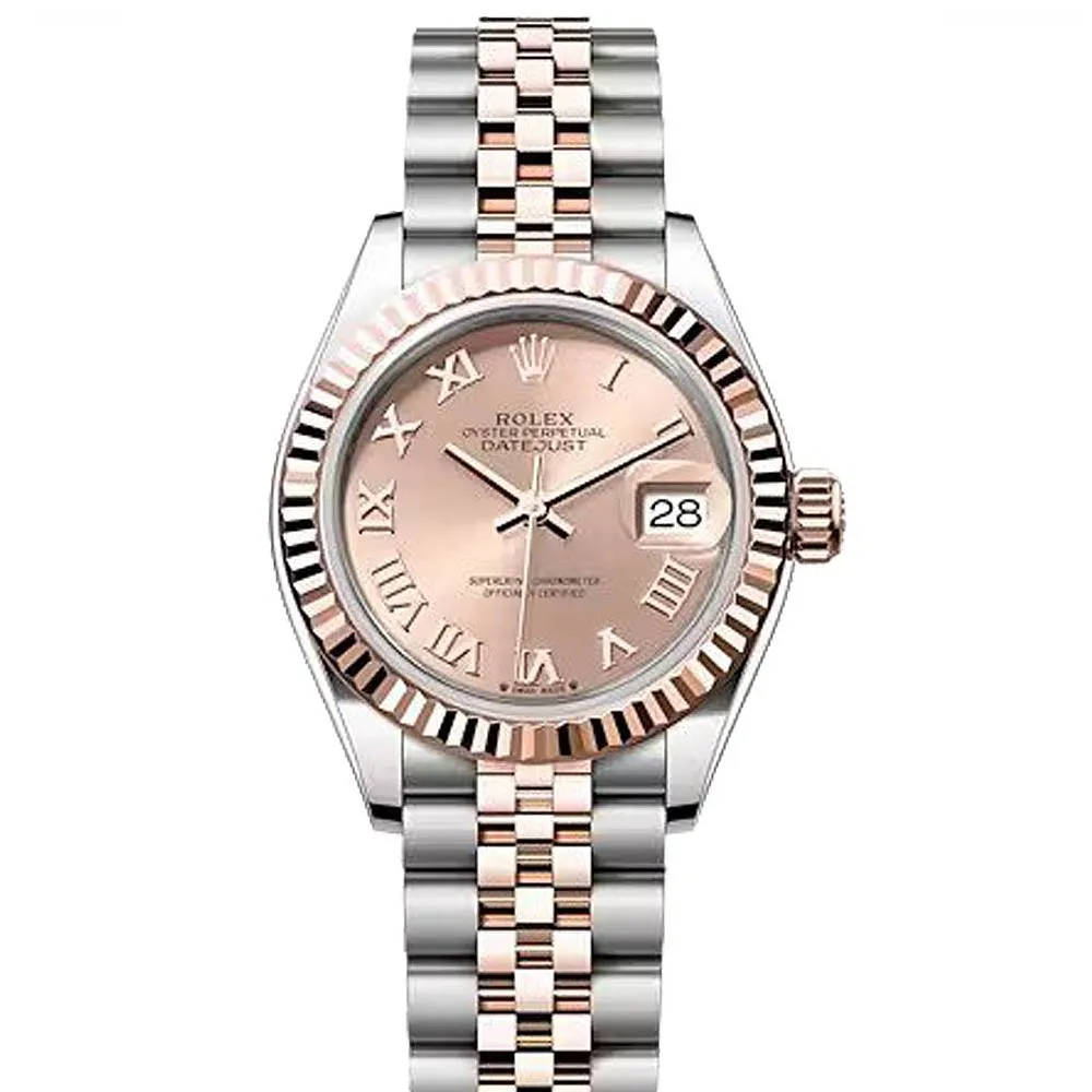 Rolex Lady-Datejust 28mm - Ref: 279171-0025 - Rose Roman Dial, Two Tone Stainless Steel & 18K Rose Gold Jubilee Bracelet Women's Watch