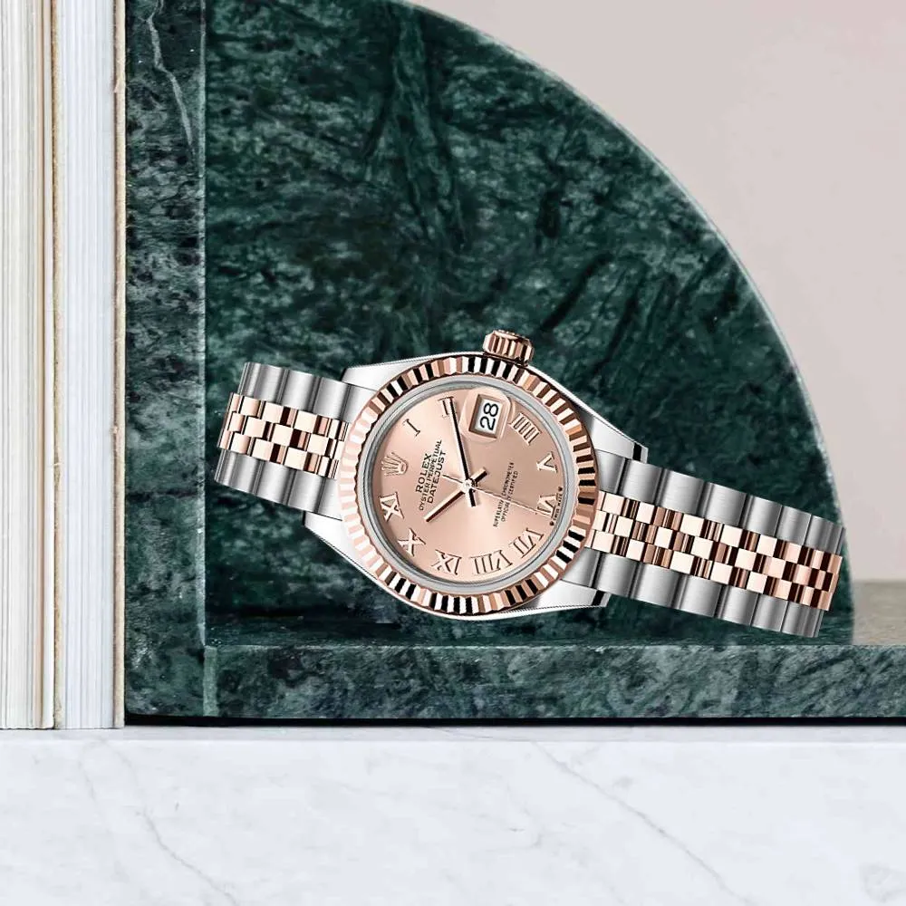 Rolex Lady-Datejust 28mm - Ref: 279171-0025 - Rose Roman Dial, Two Tone Stainless Steel & 18K Rose Gold Jubilee Bracelet Women's Watch
