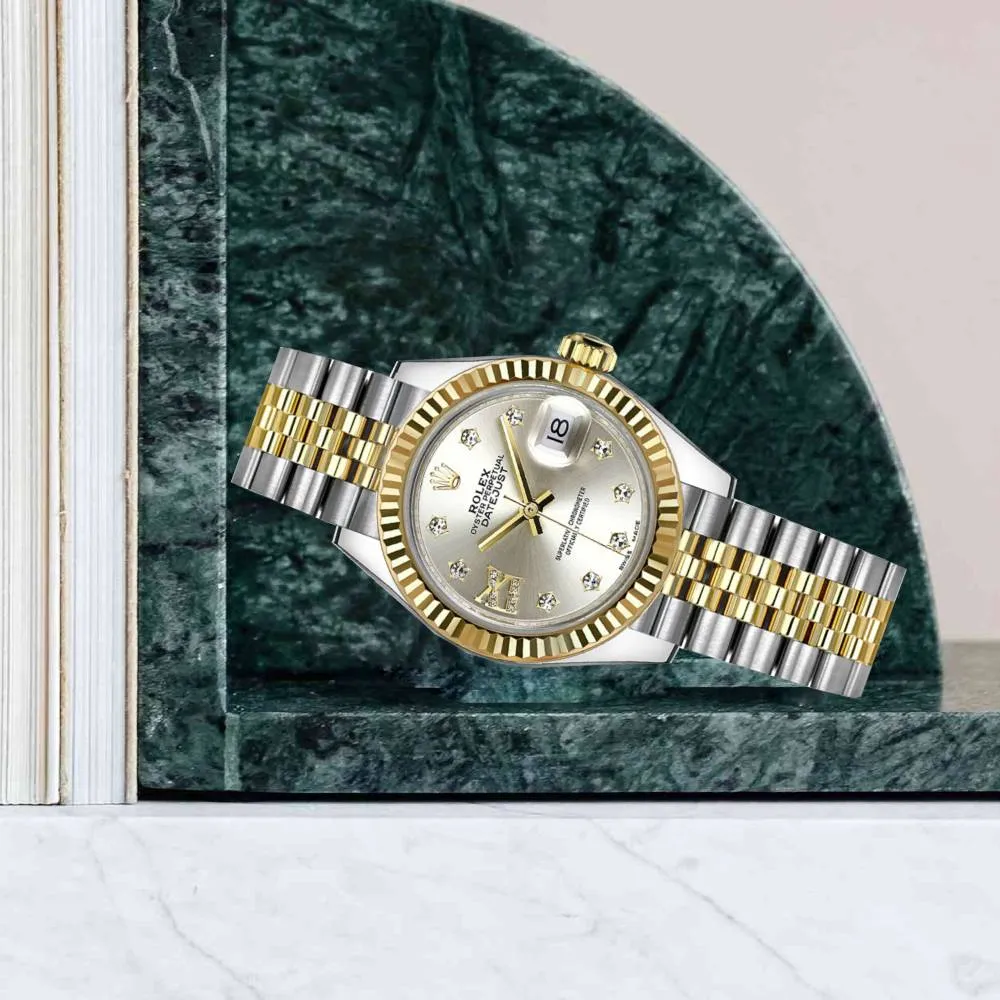 Rolex Lady-Datejust 28mm - Ref: 279173-0003 - Silver Diamond Dial, Two Tone Stainless Steel & 18K Yellow Gold Jubilee Bracelet Women's Watch