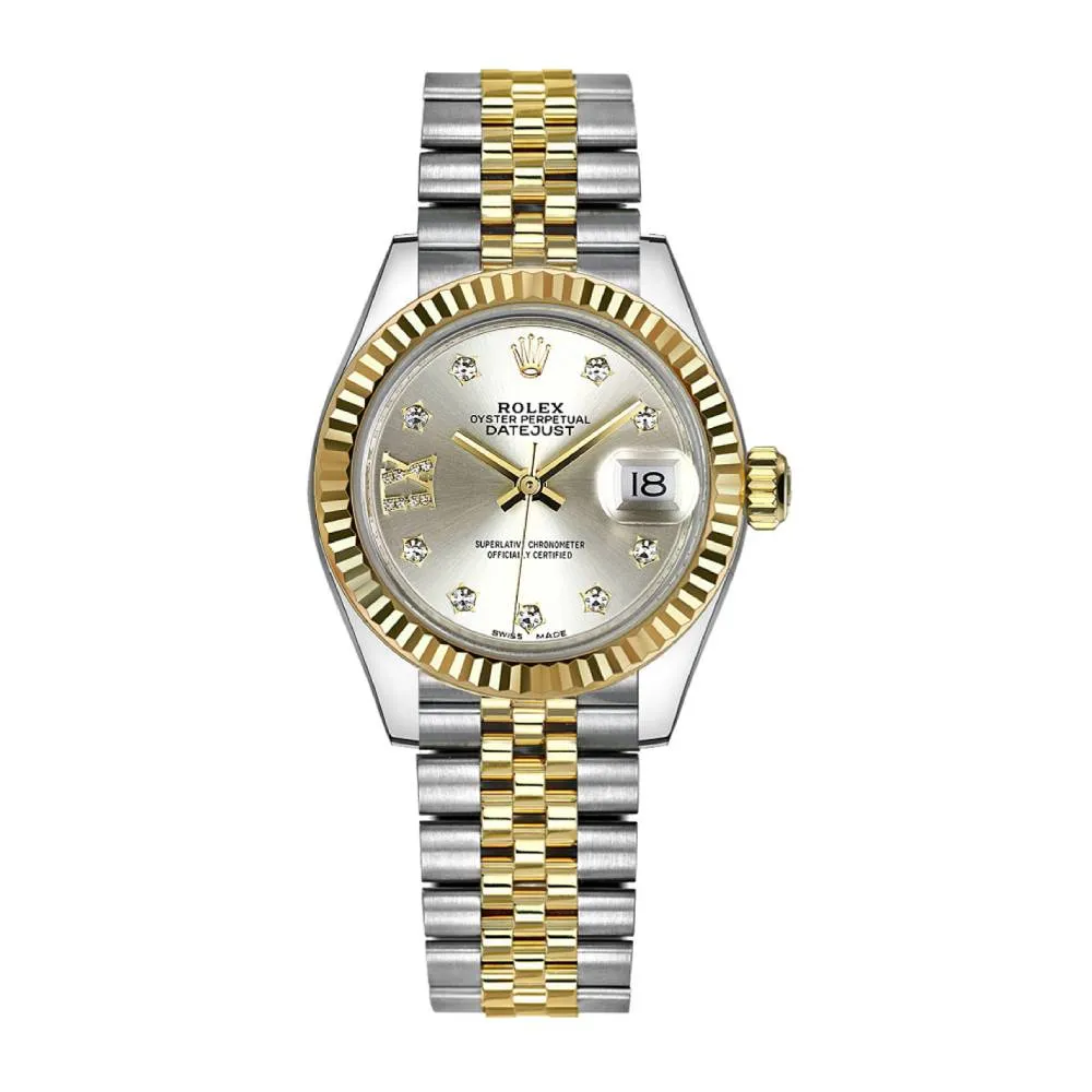 Rolex Lady-Datejust 28mm - Ref: 279173-0003 - Silver Diamond Dial, Two Tone Stainless Steel & 18K Yellow Gold Jubilee Bracelet Women's Watch