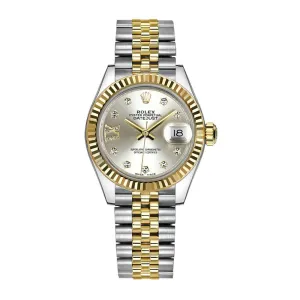 Rolex Lady-Datejust 28mm - Ref: 279173-0003 - Silver Diamond Dial, Two Tone Stainless Steel & 18K Yellow Gold Jubilee Bracelet Women's Watch