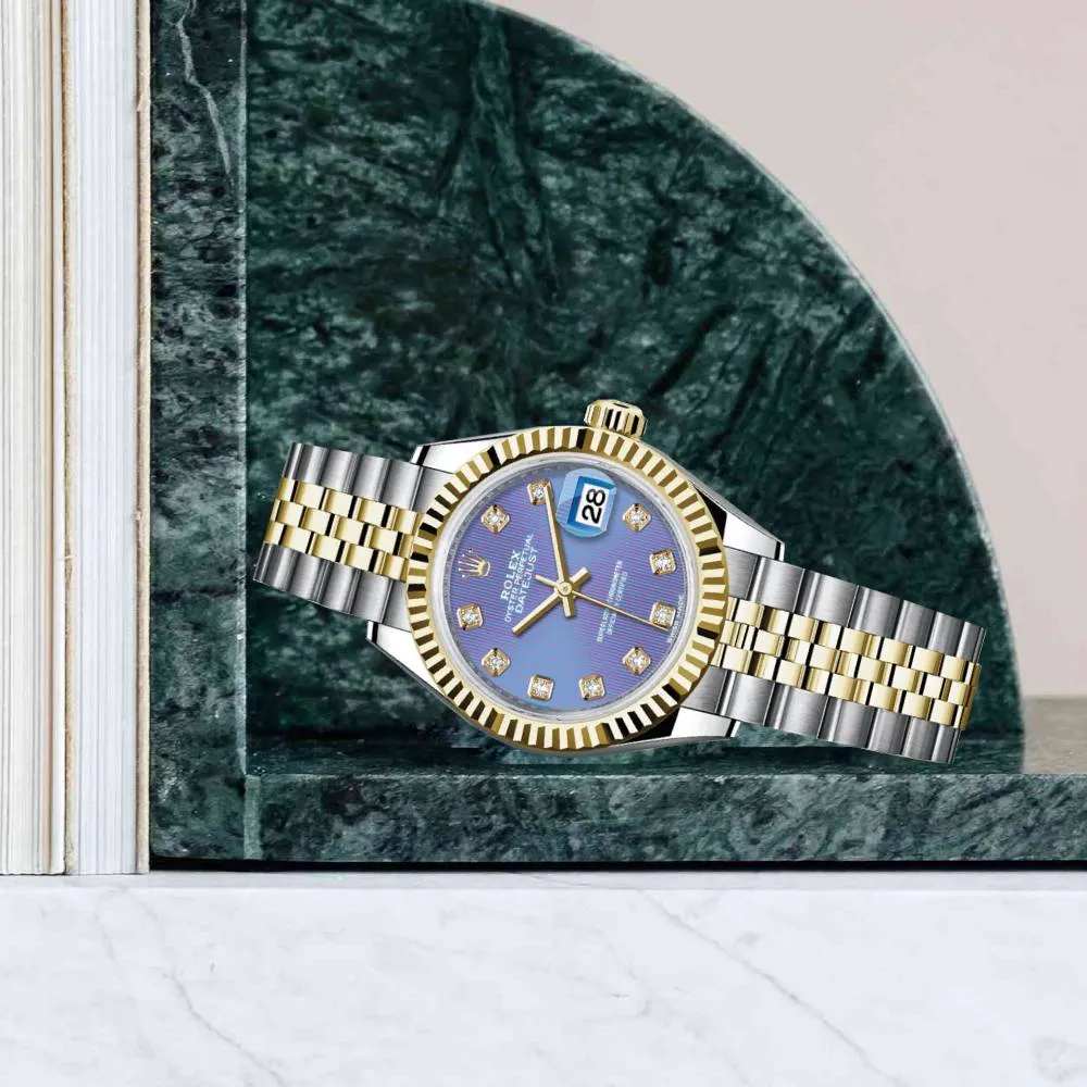 Rolex Lady-Datejust 28mm - Ref: 279173-0017 - Lavender Purple Diamond Dial, Two Tone Stainless Steel & 18K Yellow Gold Jubilee Bracelet Women's Watch