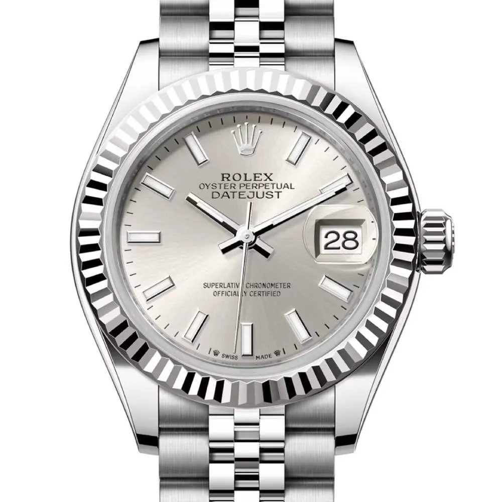 Rolex Lady-Datejust 28mm - Ref: 279174-0005 - Silver Stick Dial, Stainless Steel Jubilee Bracelet Women's Watch