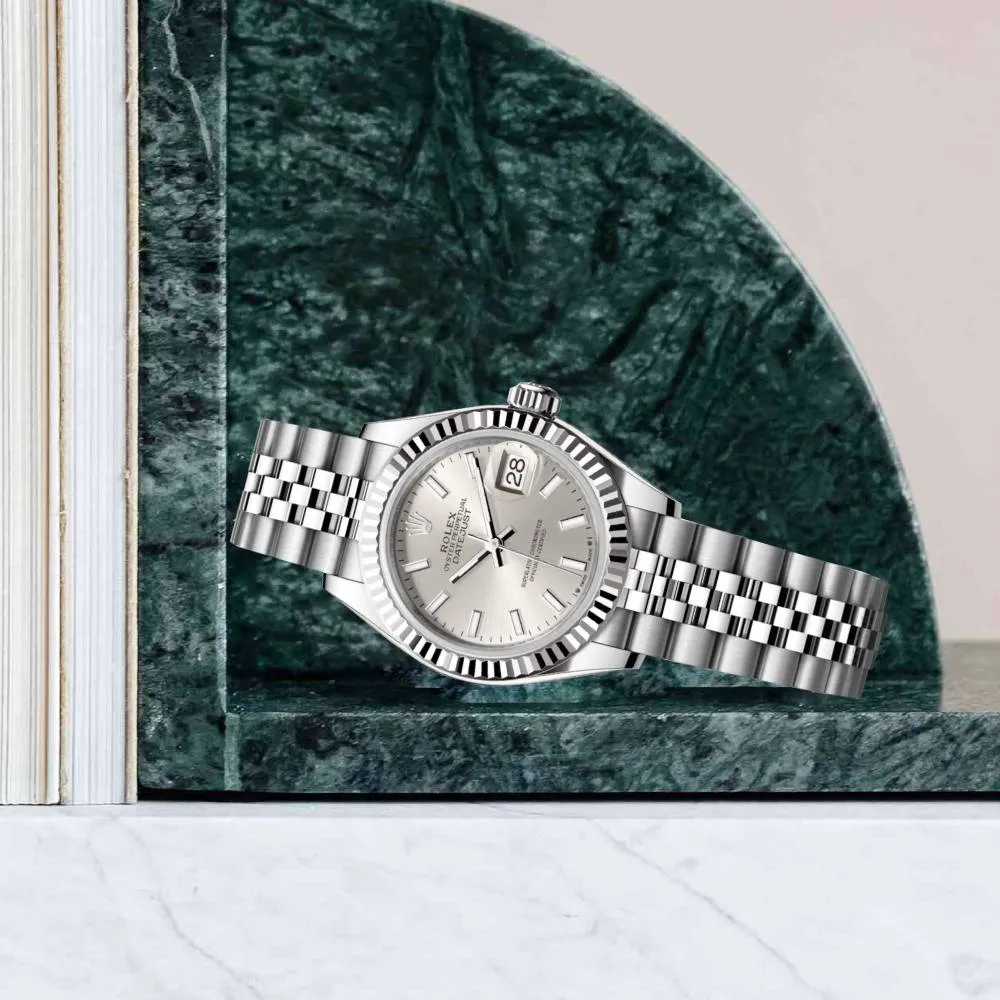 Rolex Lady-Datejust 28mm - Ref: 279174-0005 - Silver Stick Dial, Stainless Steel Jubilee Bracelet Women's Watch