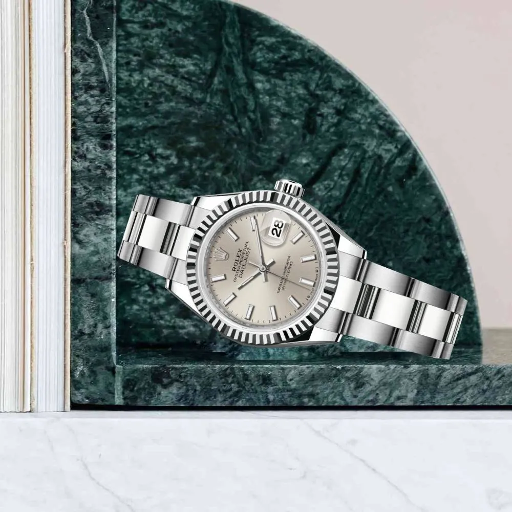 Rolex Lady-Datejust 28mm - Ref: 279174-0006 - Silver Stick Dial, Stainless Steel Oyster Bracelet Women's Watch