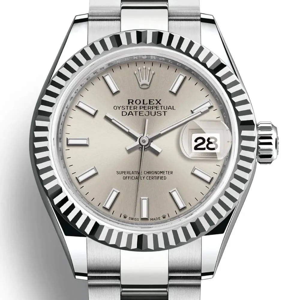 Rolex Lady-Datejust 28mm - Ref: 279174-0006 - Silver Stick Dial, Stainless Steel Oyster Bracelet Women's Watch