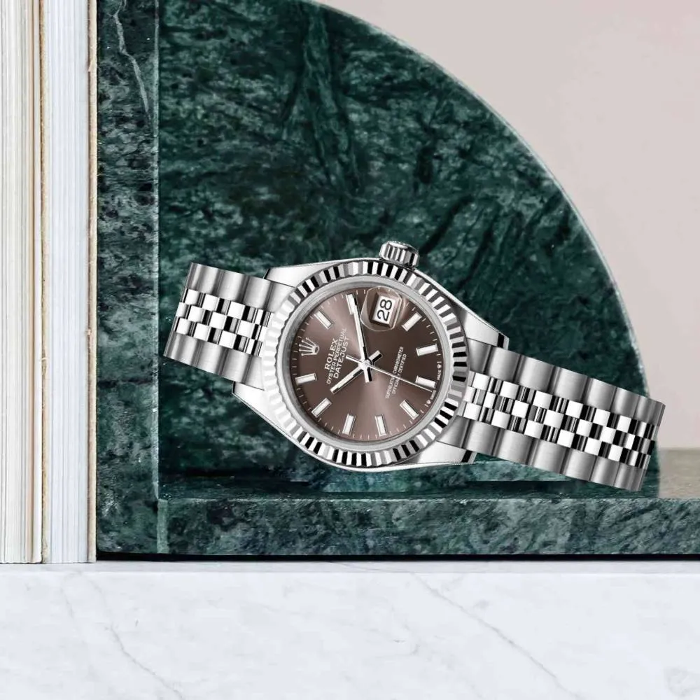 Rolex Lady-Datejust 28mm - Ref: 279174-0011 - Dark Grey Diamond Dial, Stainless Steel Jubilee Bracelet Women's Watch