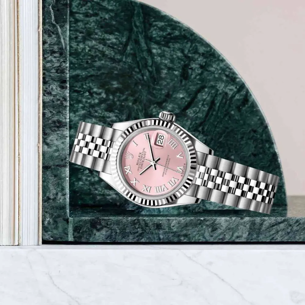 Rolex Lady-Datejust 28mm - Ref: 279174-0017 - Pink Roman Dial, Stainless Steel Jubilee Bracelet Women's Watch
