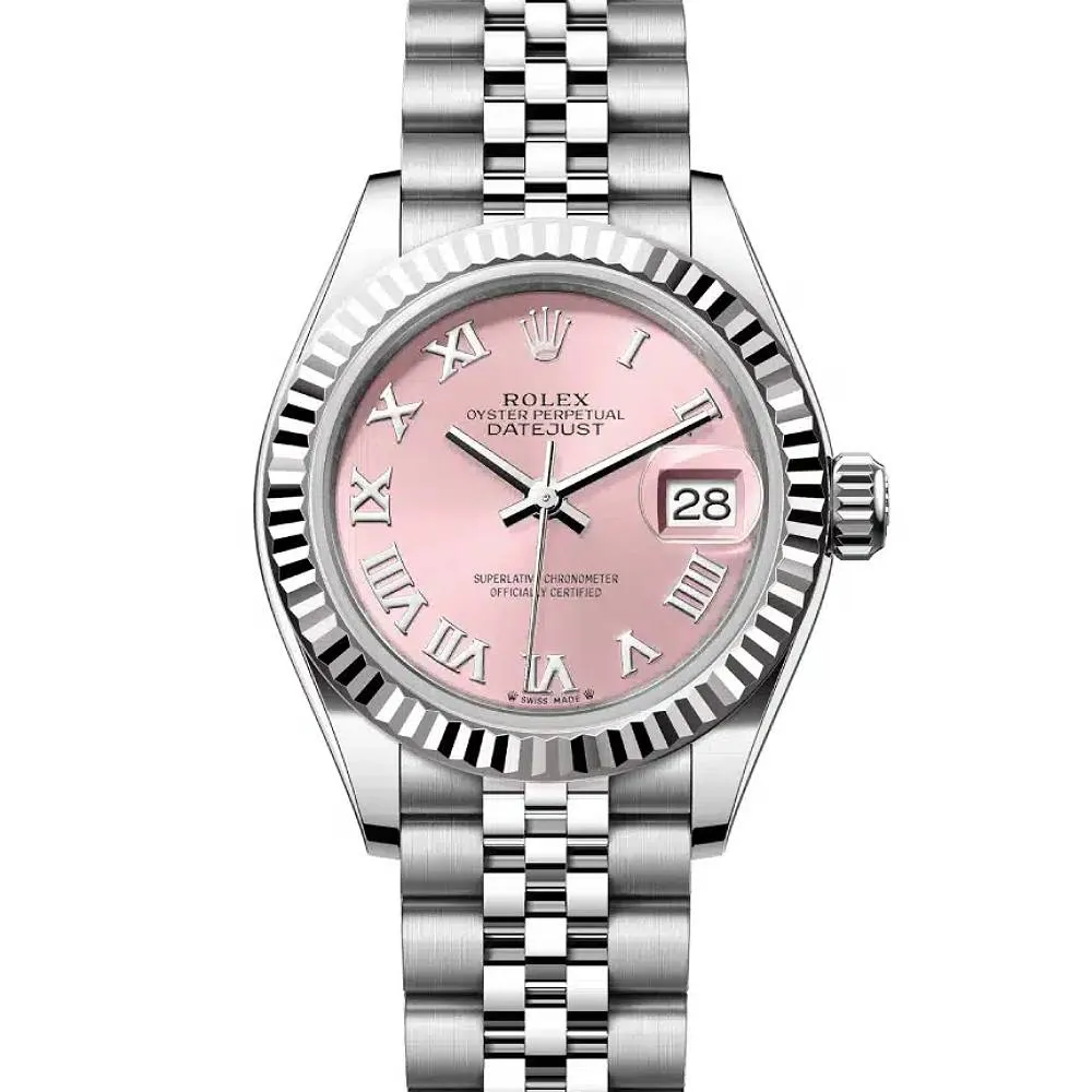 Rolex Lady-Datejust 28mm - Ref: 279174-0017 - Pink Roman Dial, Stainless Steel Jubilee Bracelet Women's Watch