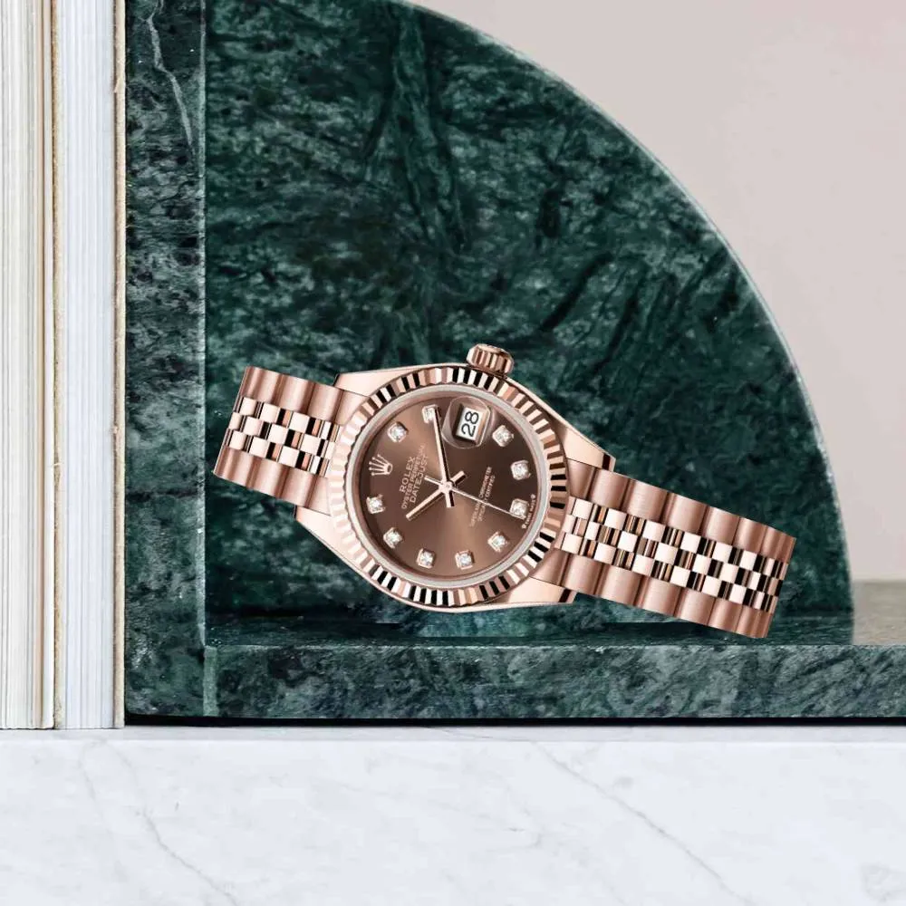 Rolex Lady Datejust 28mm - Ref: 279175-0010 - Chocolate Dial, 18K Rose Gold Jubilee Bracelet Women's Watch