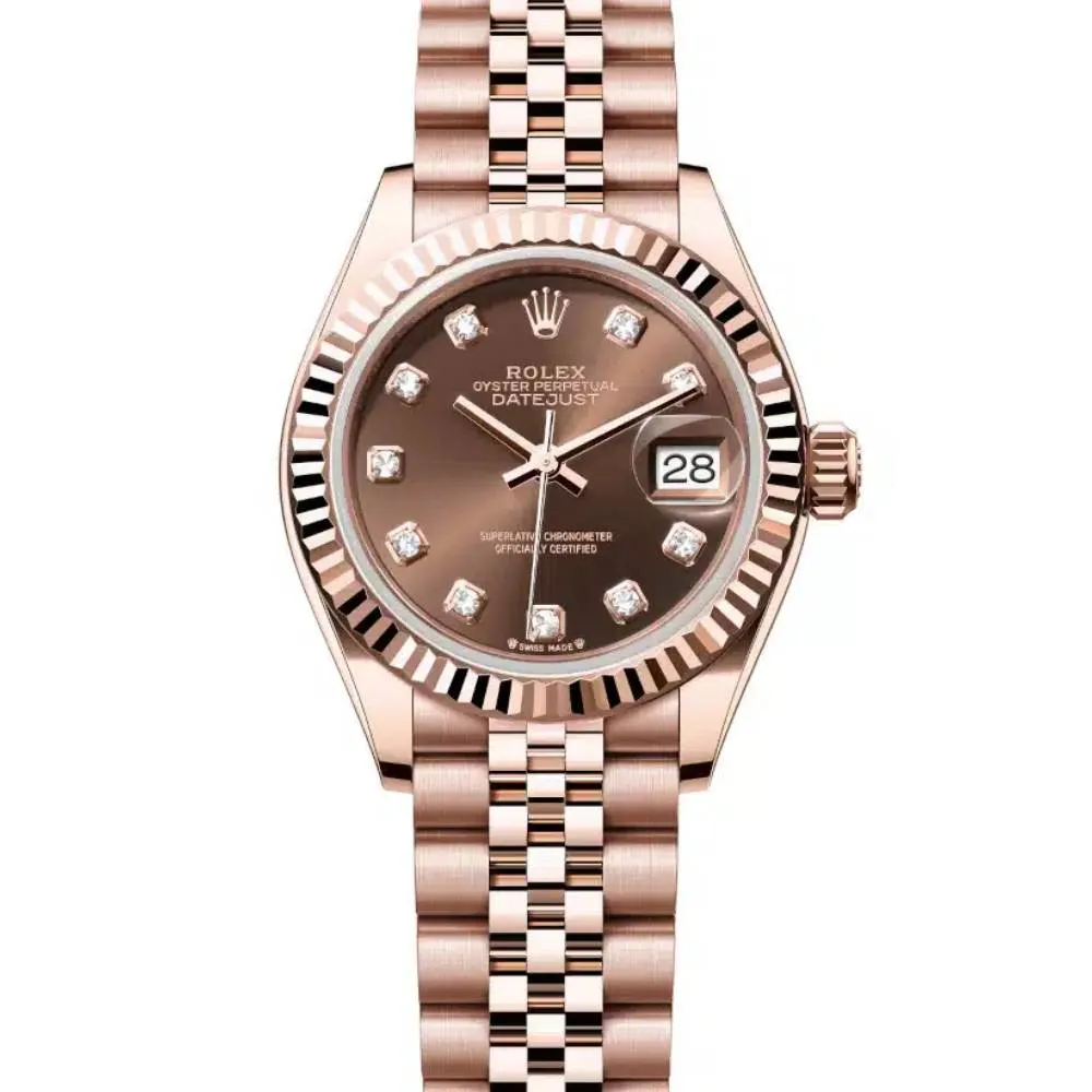 Rolex Lady Datejust 28mm - Ref: 279175-0010 - Chocolate Dial, 18K Rose Gold Jubilee Bracelet Women's Watch