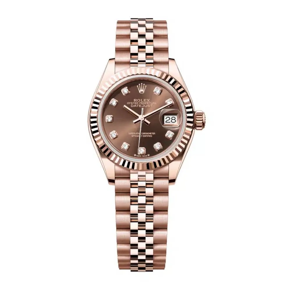 Rolex Lady Datejust 28mm - Ref: 279175-0010 - Chocolate Dial, 18K Rose Gold Jubilee Bracelet Women's Watch