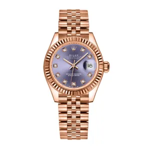 Rolex Lady Datejust 28mm - Ref: 279175-0020 - Aubergine Purple Dial, 18K Rose Gold Jubilee Bracelet Women's Watch