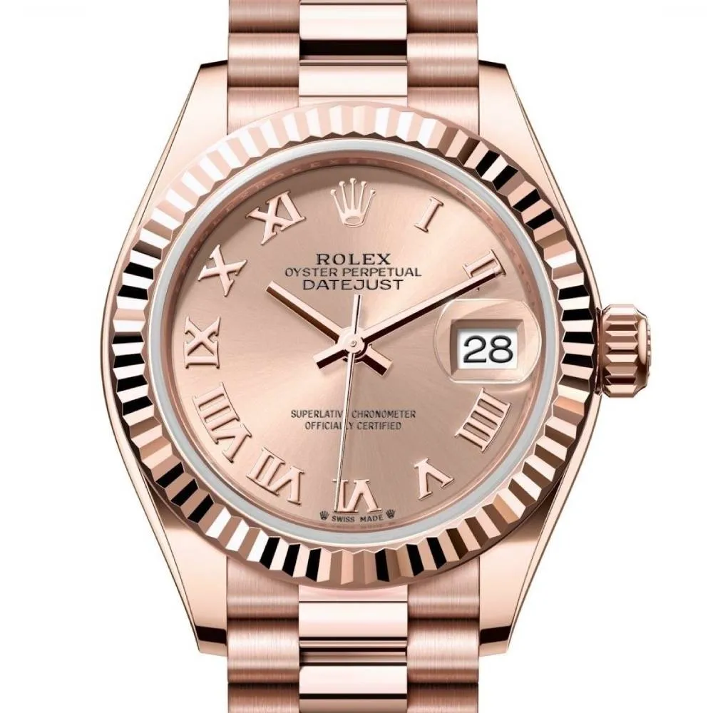 Rolex Lady Datejust 28mm - Ref: 279175-0027 - Rose Dial, 18K Rose Gold President Bracelet Women's Watch