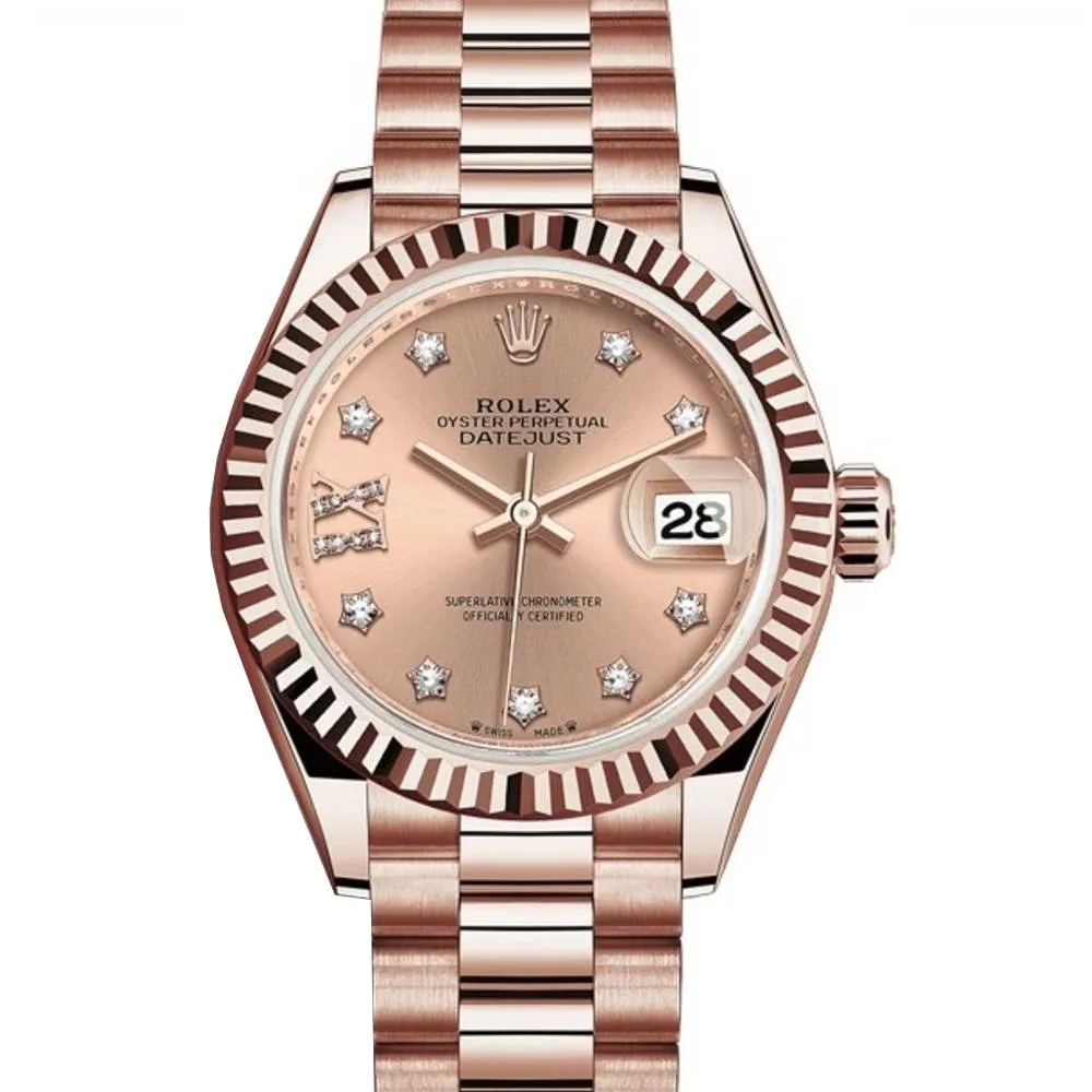 Rolex Lady Datejust 28mm - Ref: 279175-0029 - Rose Dial, 18K Rose Gold President Bracelet Women's Watch