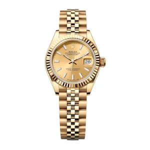 Rolex Lady Datejust 28mm - Ref: 279178-0003 - Champagne Dial, 18K Yellow Gold Jubilee Bracelet Women's Watch