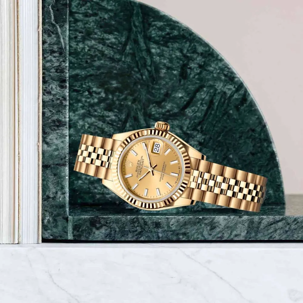 Rolex Lady Datejust 28mm - Ref: 279178-0003 - Champagne Dial, 18K Yellow Gold Jubilee Bracelet Women's Watch