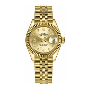 Rolex Lady Datejust 28mm - Ref: 279178-0014 - Champagne Dial, 18K Yellow Gold Jubilee Bracelet Women's Watch