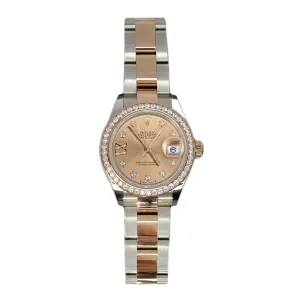 Rolex Lady-Datejust 28mm - Ref: 279381rbr-0020 - Sundust Diamond Dial & Diamond Bezel, Two Tone Stainless Steel & 18K Rose Gold Oyster Bracelet Women's Watch