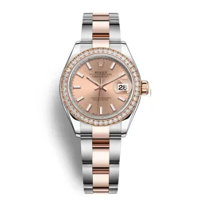 Rolex Lady-Datejust 28mm - Ref: 279381rbr-0024 - Rose Stick Dial & Diamond Bezel, Two Tone Stainless Steel & 18K Rose Gold Oyster Bracelet Women's Watch