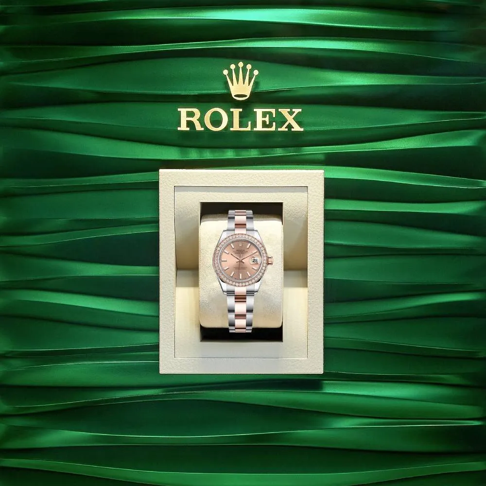 Rolex Lady-Datejust 28mm - Ref: 279381rbr-0024 - Rose Stick Dial & Diamond Bezel, Two Tone Stainless Steel & 18K Rose Gold Oyster Bracelet Women's Watch