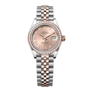 Rolex Lady-Datejust 28mm - Ref: 279381rbr-0025 - Rose Roman Dial & Diamond Bezel, Two Tone Stainless Steel & 18K Rose Gold Jubilee Bracelet Women's Watch
