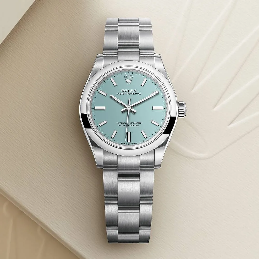 Rolex Oyster Perpetual "Tiffany" 31mm - Ref: 277200-0007 - Turquoise Tiffany Blue Stick Dial, Stainless Steel Oyster Bracelet Watch