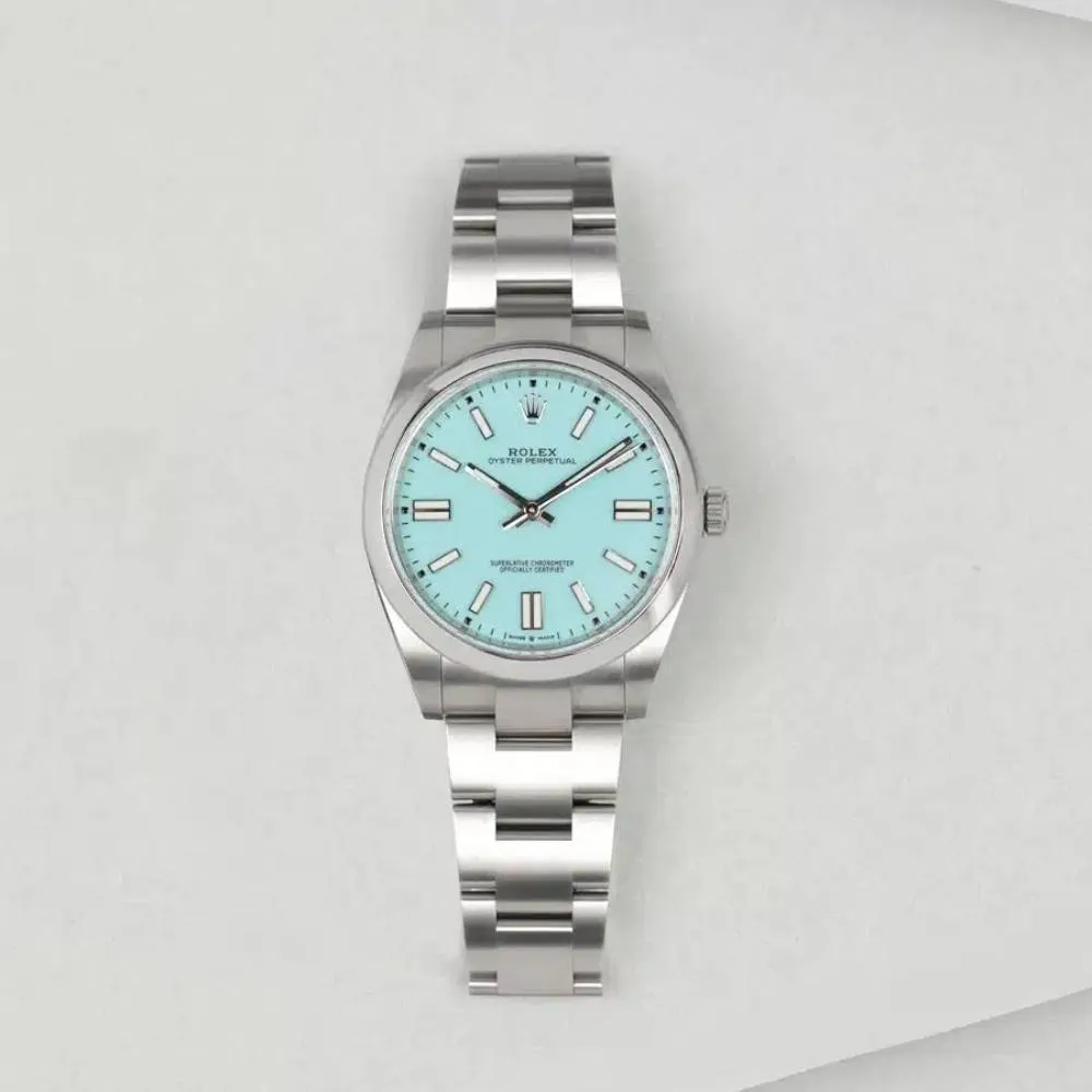 Rolex Oyster Perpetual "Tiffany" 31mm - Ref: 277200-0007 - Turquoise Tiffany Blue Stick Dial, Stainless Steel Oyster Bracelet Watch