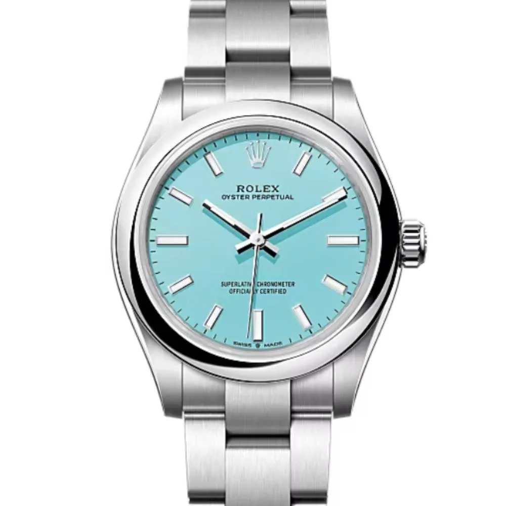 Rolex Oyster Perpetual "Tiffany" 31mm - Ref: 277200-0007 - Turquoise Tiffany Blue Stick Dial, Stainless Steel Oyster Bracelet Watch