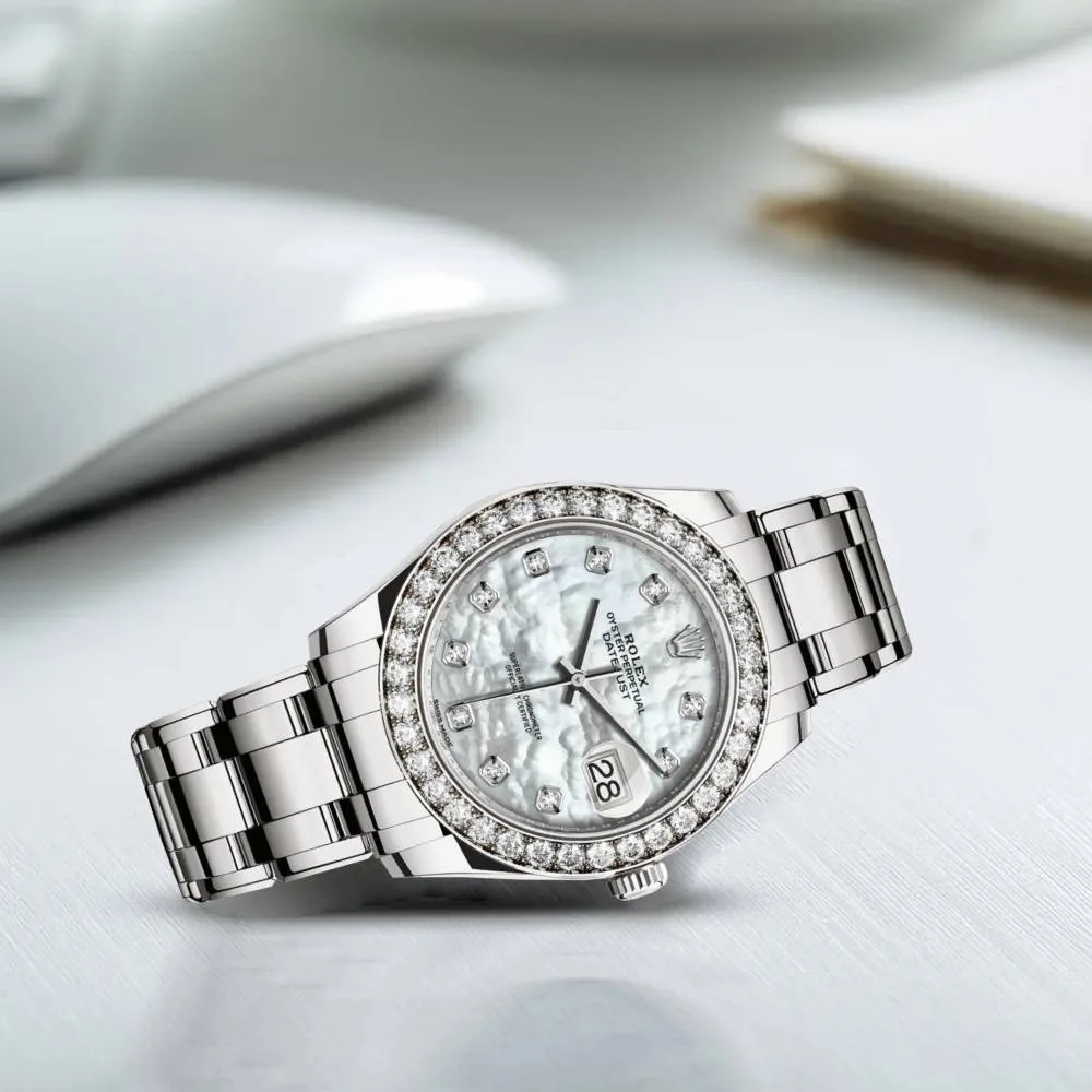 Rolex Pearlmaster 39mm - Ref: 86289-0001 - White mother of Pearl Diamond Dial & Diamond Bezel, 18K White Gold Bracelet Women's Watch