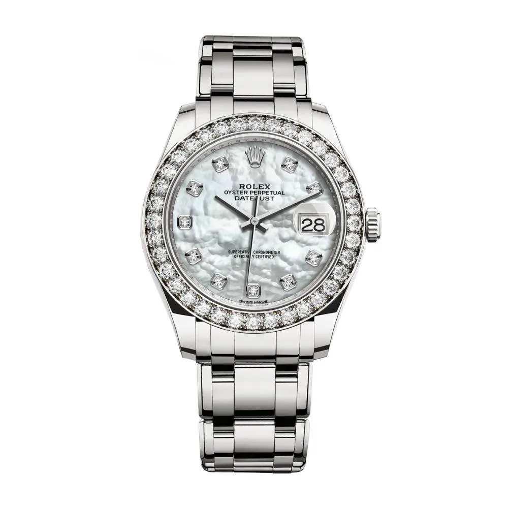 Rolex Pearlmaster 39mm - Ref: 86289-0001 - White mother of Pearl Diamond Dial & Diamond Bezel, 18K White Gold Bracelet Women's Watch