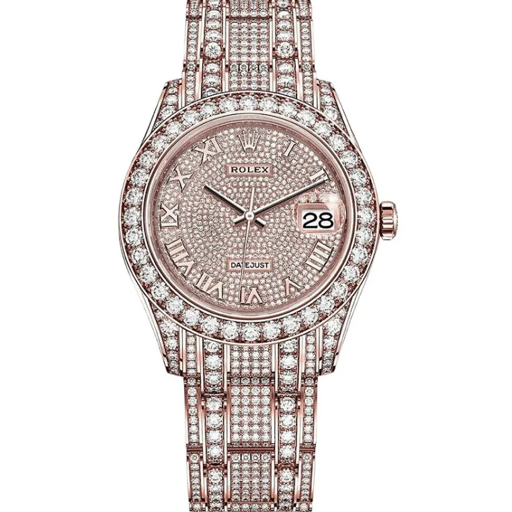 Rolex Pearlmaster 39mm - Ref: 86405rbr-0001 - Pave Roman Diamond Dial, Diamond Bezel & Diamond Case, 18K Rose Gold Diamond Bracelet Women's Watch