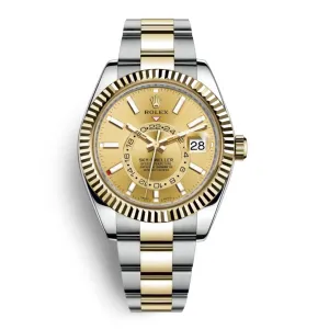 Rolex Sky-Dweller 42mm - Ref: 326933-0001 - Champagne Stick Dial, Two Tone Stainless Steel & 18K Yellow Gold Oyster Bracelet Watch