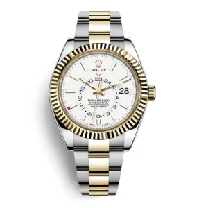 Rolex Sky-Dweller 42mm - Ref: 326933-0009 - Intense White Stick Dial, Two Tone Stainless Steel & 18K Yellow Gold Oyster Bracelet Watch