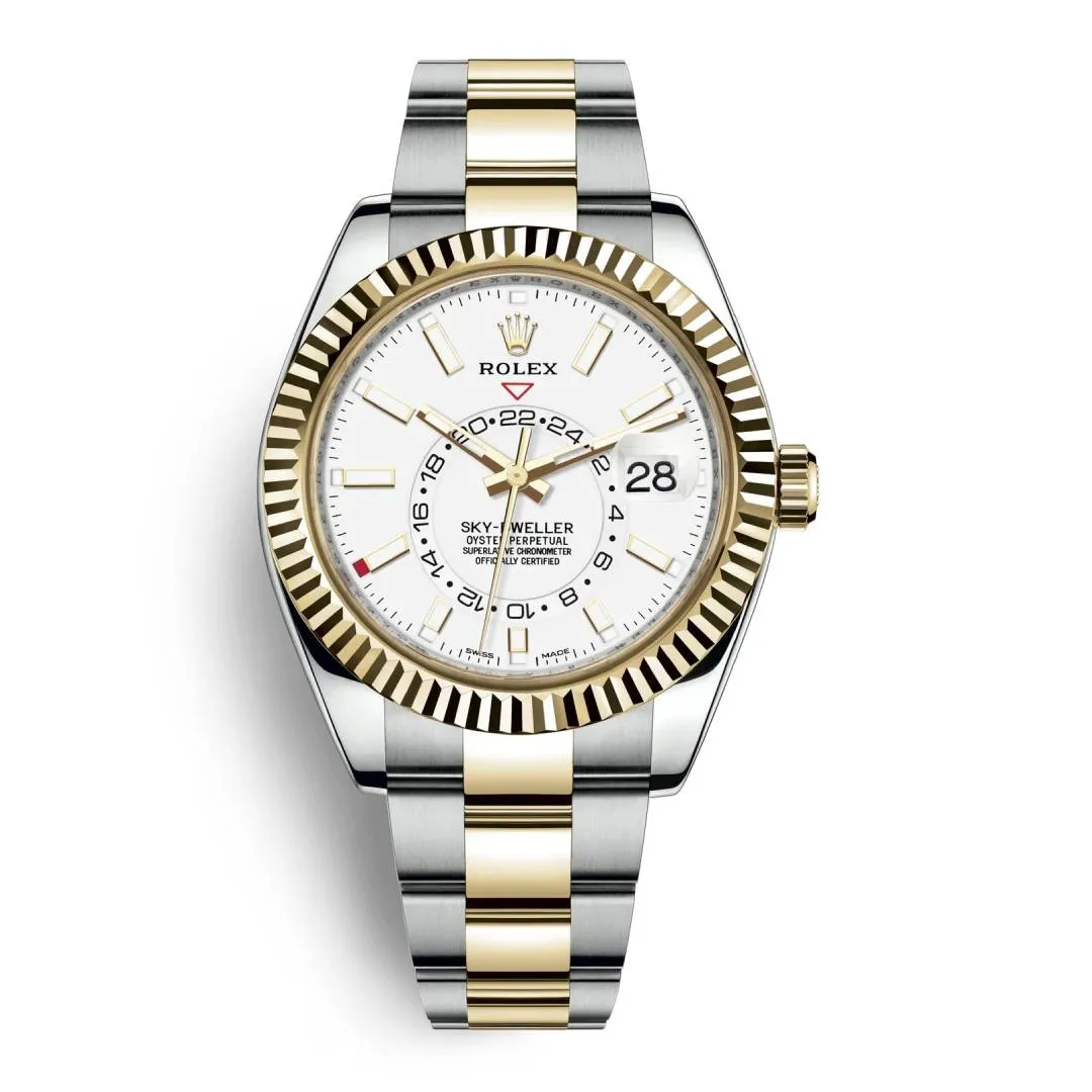 Rolex Sky-Dweller 42mm - Ref: 326933-0009 - Intense White Stick Dial, Two Tone Stainless Steel & 18K Yellow Gold Oyster Bracelet Watch