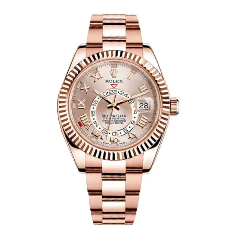 Rolex Sky-Dweller 42mm - Ref: 326935 - Sundust Sunray Roman Dial, 18K Rose Gold Oyster Bracelet Watch