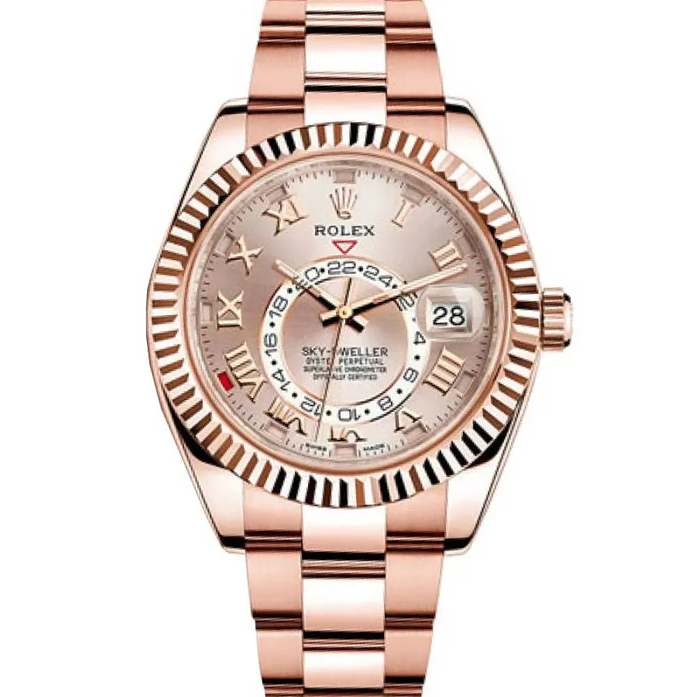 Rolex Sky-Dweller 42mm - Ref: 326935 - Sundust Sunray Roman Dial, 18K Rose Gold Oyster Bracelet Watch