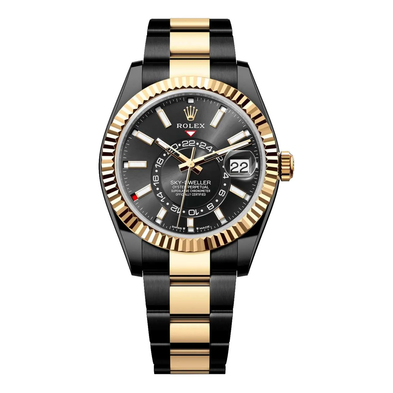 Rolex Sky-Dweller 42mm - Ref: 336933 (PVD) - Bright Black Stick Dial, Two Tone Black PVD & 18K Yellow Gold Oyster Bracelet Watch