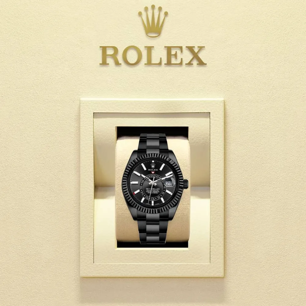 Rolex Sky-Dweller 42mm - Ref: 336934 (PVD) - Bright Black Stick Dial, Black PVD Stainless Steel Oyster Bracelet Watch