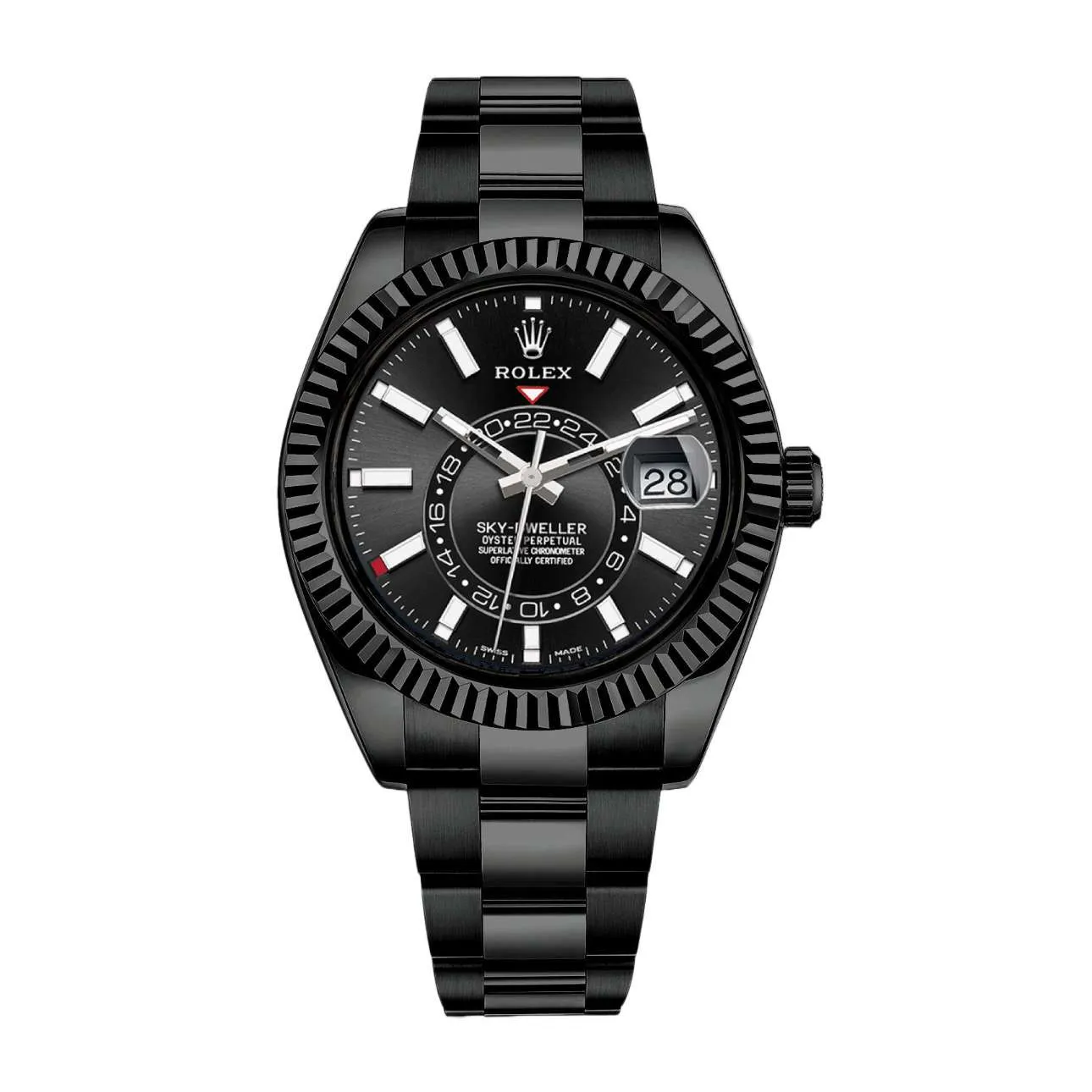 Rolex Sky-Dweller 42mm - Ref: 336934 (PVD) - Bright Black Stick Dial, Black PVD Stainless Steel Oyster Bracelet Watch
