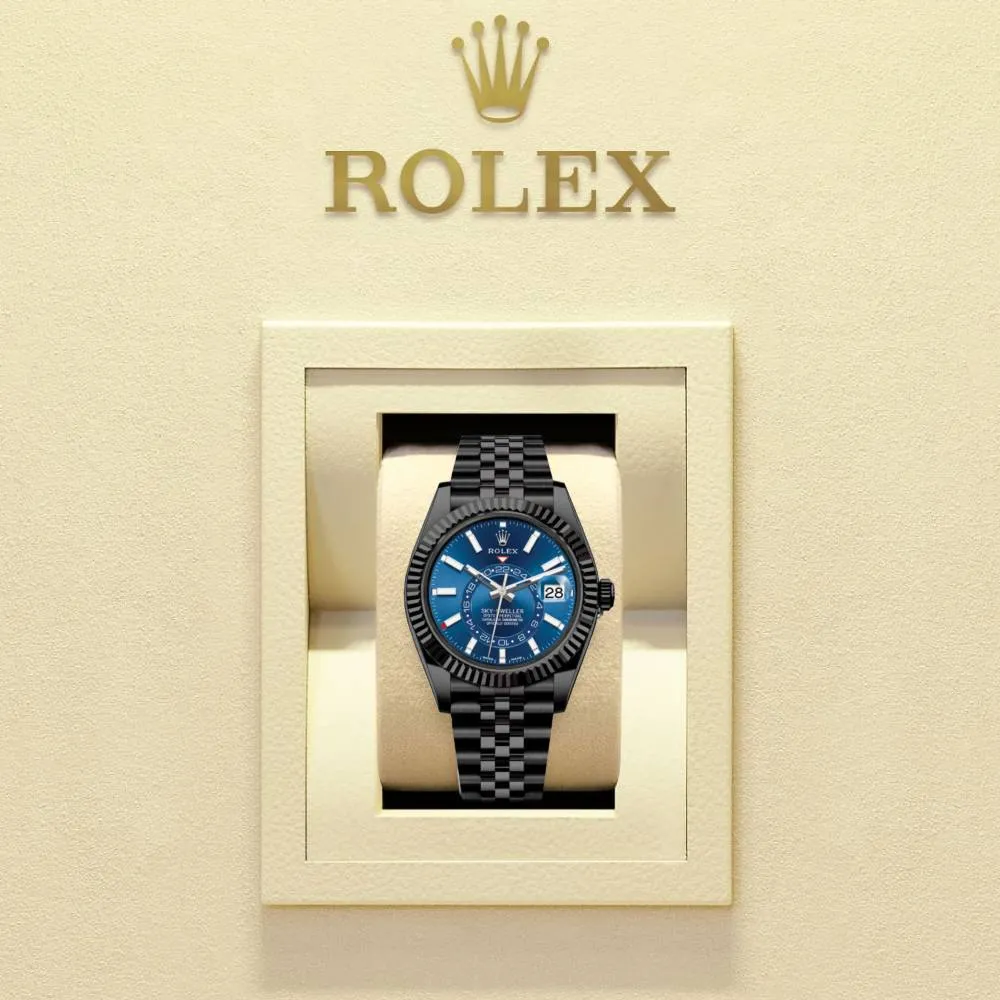 Rolex Sky-Dweller 42mm - Ref: 336934 (PVD) - Bright Blue Stick Dial, Black PVD Stainless Steel Jubilee Bracelet Watch