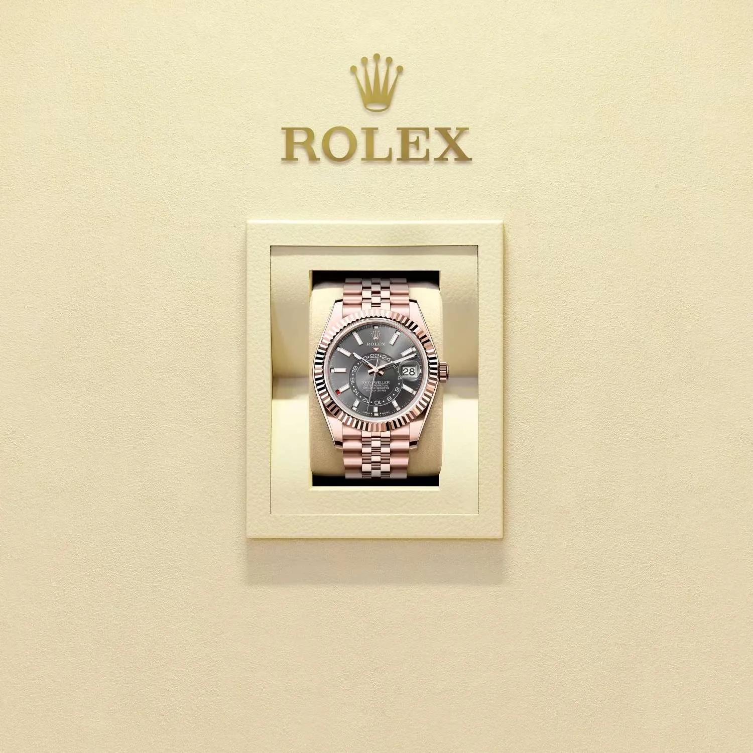 Rolex Sky-Dweller 42mm - Ref: 336935-0008 - Slate Grey Stick Dial, 18K Rose Gold Jubilee Bracelet Watch