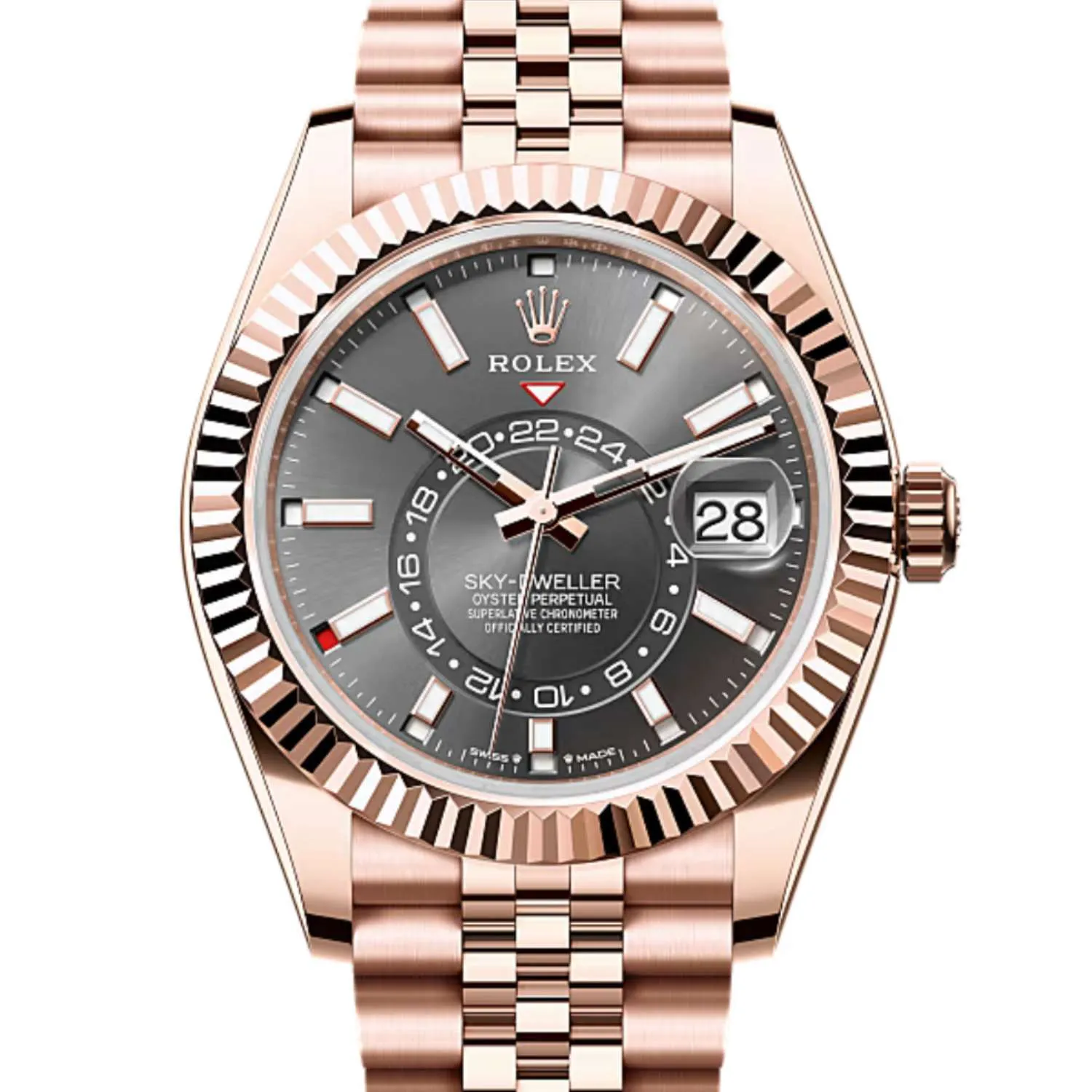 Rolex Sky-Dweller 42mm - Ref: 336935-0008 - Slate Grey Stick Dial, 18K Rose Gold Jubilee Bracelet Watch