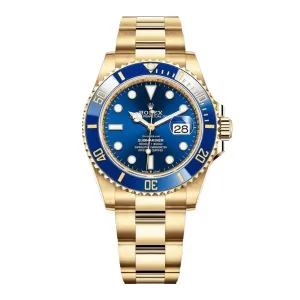 Rolex Submariner Date 40mm - Ref: 116618BL - Blue Dial, 18K Yellow Gold Oyster Bracelet Watch