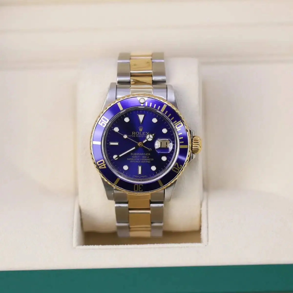 Rolex Submariner Date 40mm - Ref: 16613 - Black Dial & Custom Diamond Bezel, Two Tone Stainless Steel & 18K Yellow Gold Oyster Bracelet Watch